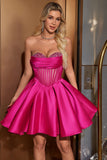 Carino una linea Sweetheart corsetto fucsia Abiti Da Laurea con perline