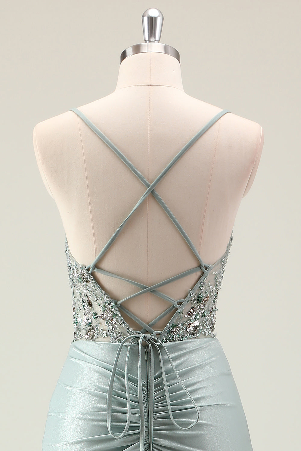 Dark Navy Mermaid Sparkly paillettes Spaghetti Straps Prom Dress con fessura