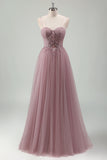 Sparkly Grigio Viola Una Linea Paillettes Corsetto Abito Da Ballo Lungo
