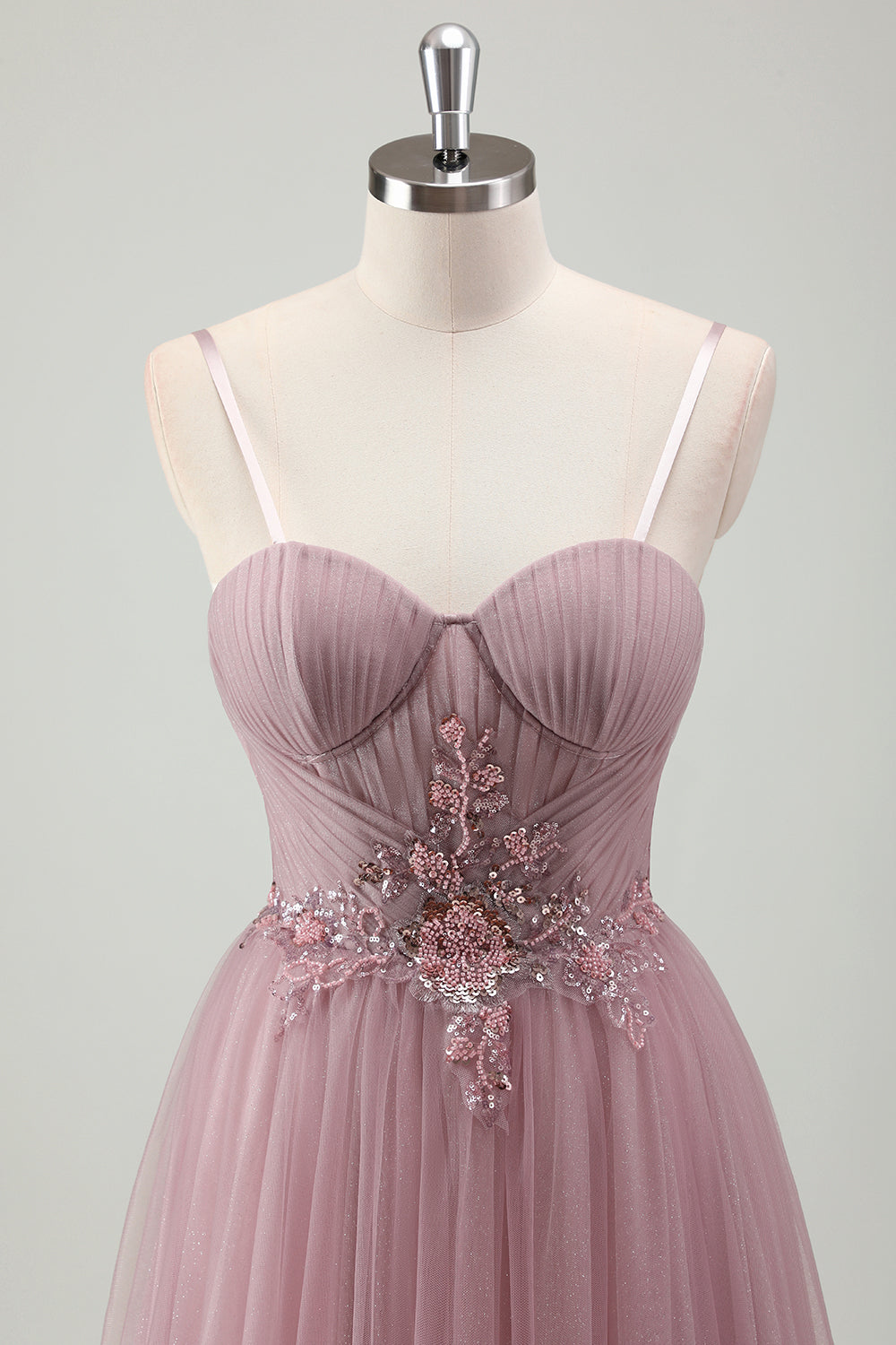 Sparkly Grigio Viola Una Linea Paillettes Corsetto Abito Da Ballo Lungo