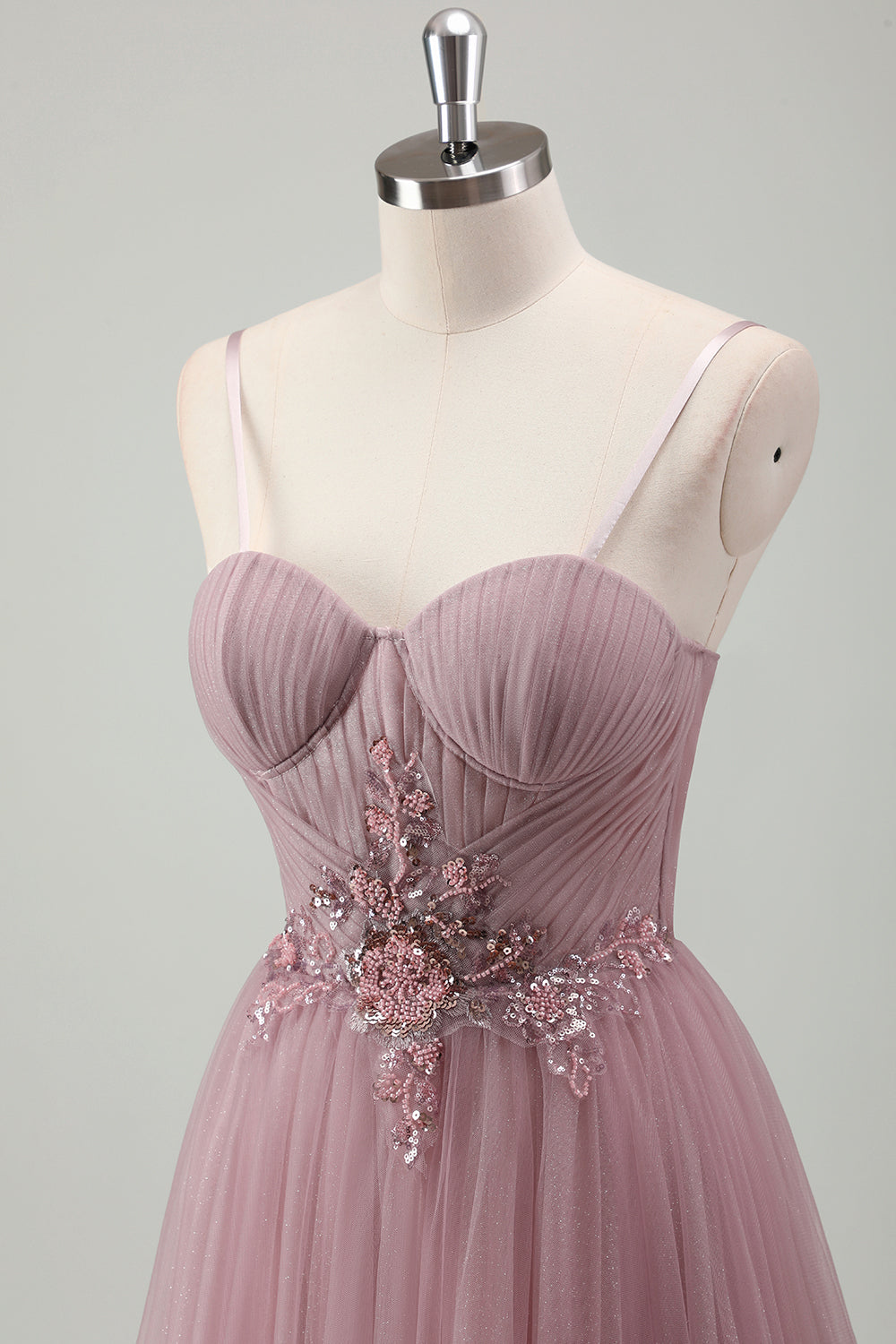Sparkly Grigio Viola Una Linea Paillettes Corsetto Abito Da Ballo Lungo