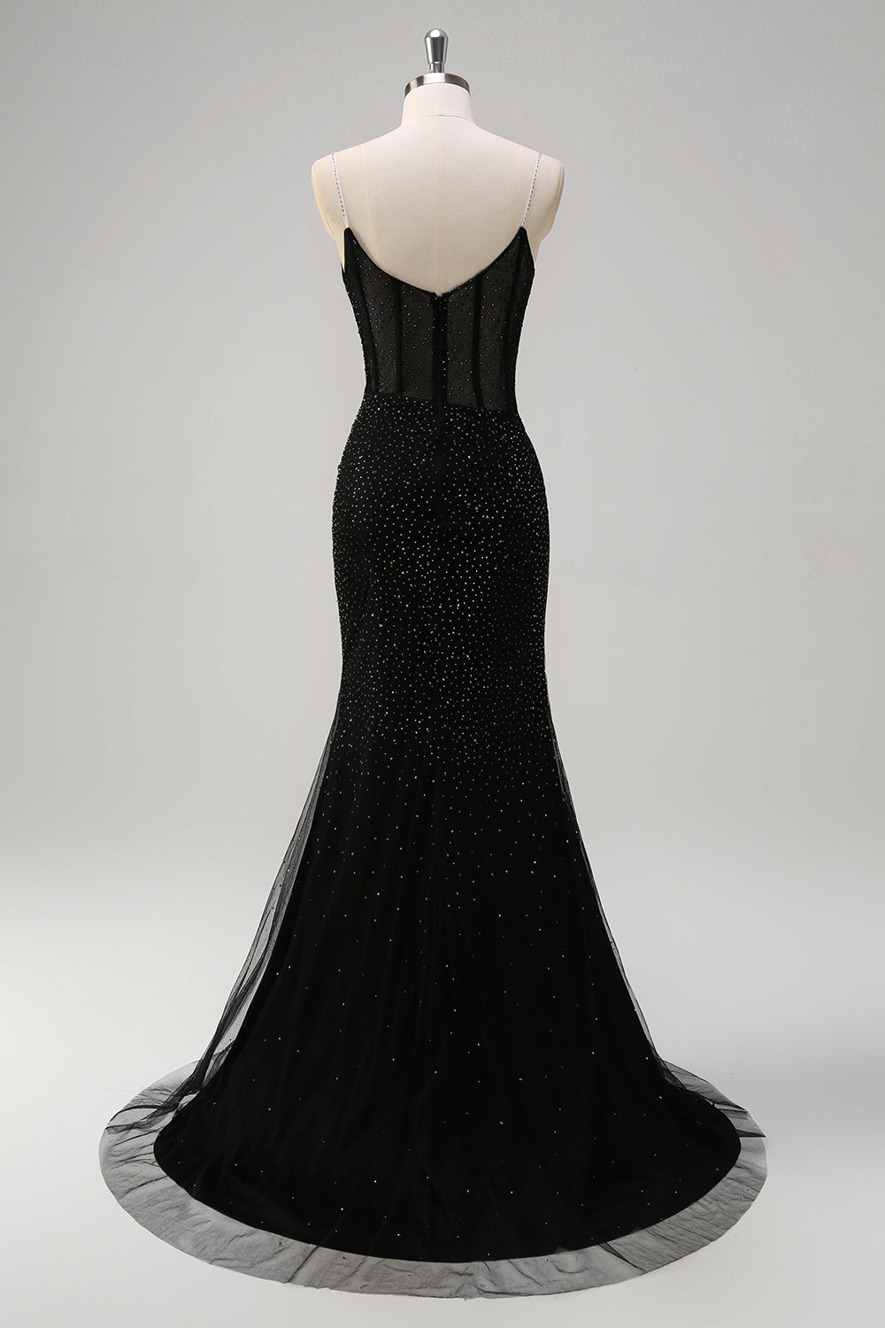 Royal Blue Corsetto Mermaid Slit Abito da cerimonia lungo con perline