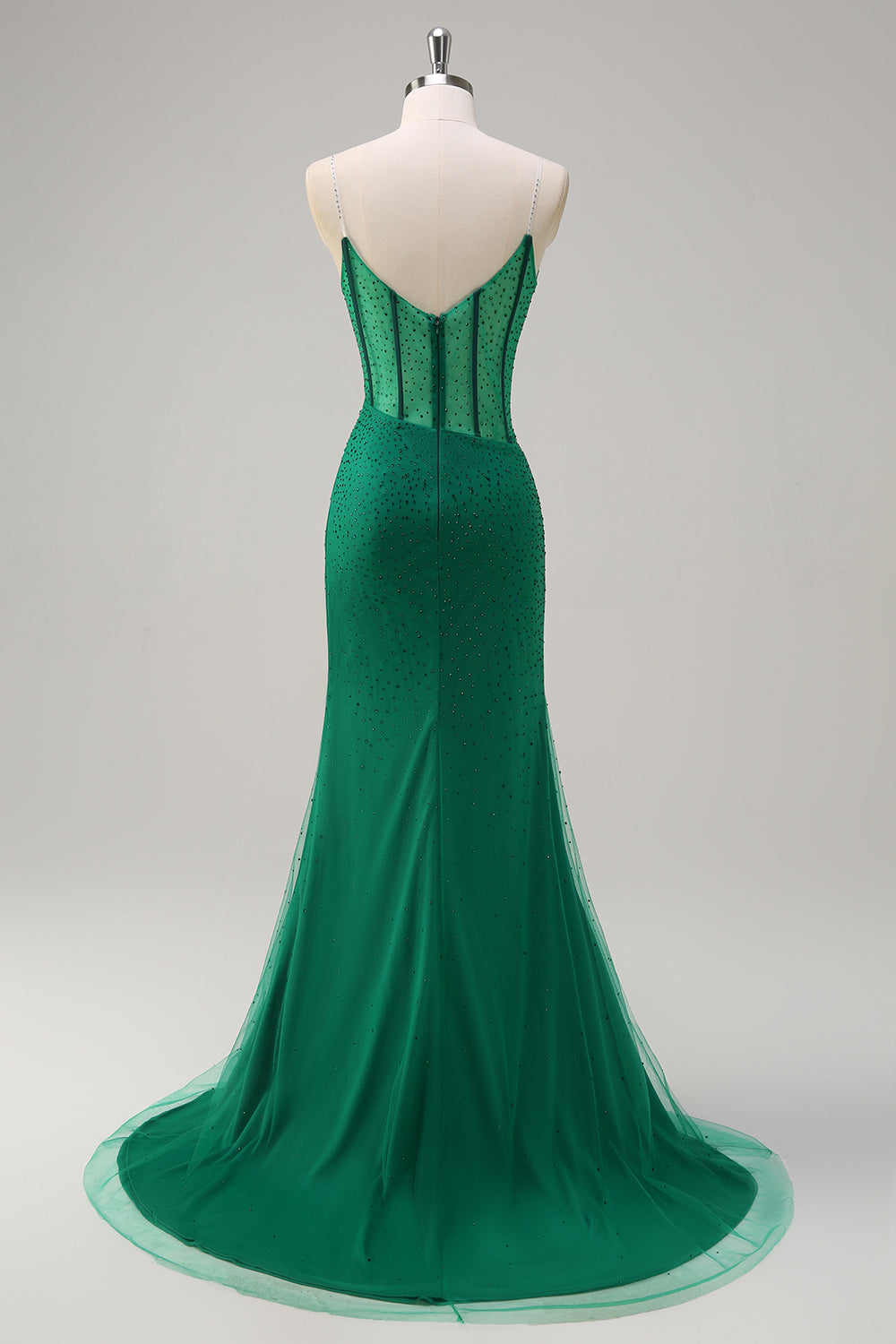 Royal Blue Corsetto Mermaid Slit Abito da cerimonia lungo con perline