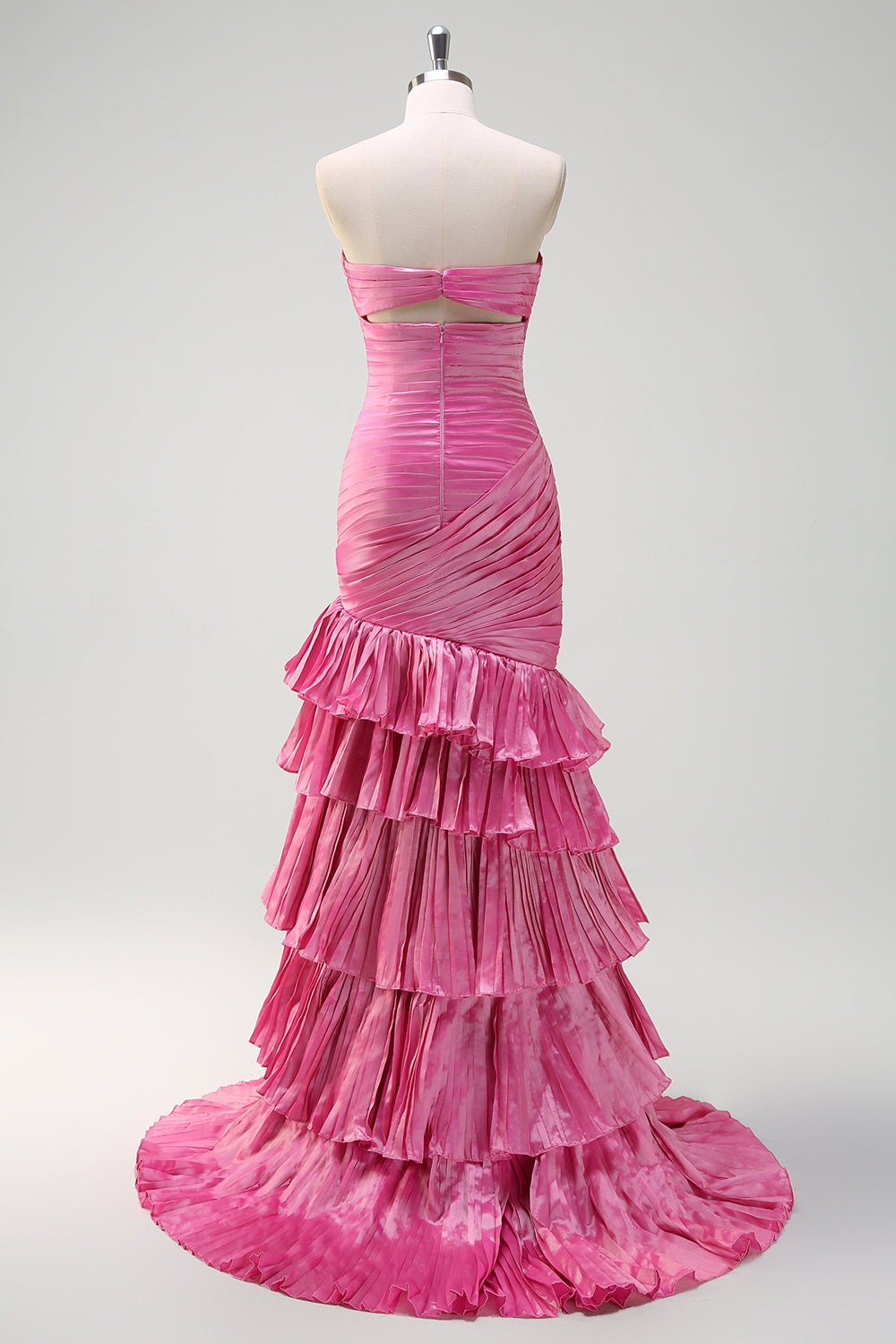 Sparkly Fuchsia Mermaid senza spalline in rilievo increspato Increspature Abito da cerimonia lungo con fessura