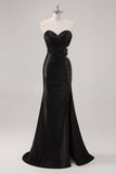 Sparkly Sweetheart guaina nera Prom Dress con fessura