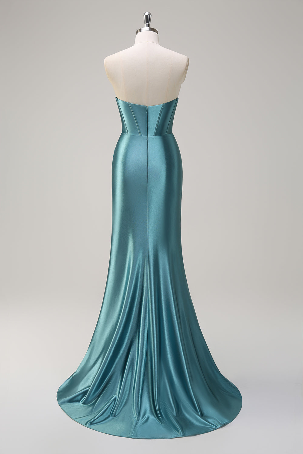 Royal Blue Mermaid corsetto senza spalline paillettes increspato lungo Abito da cerimonia con fessura