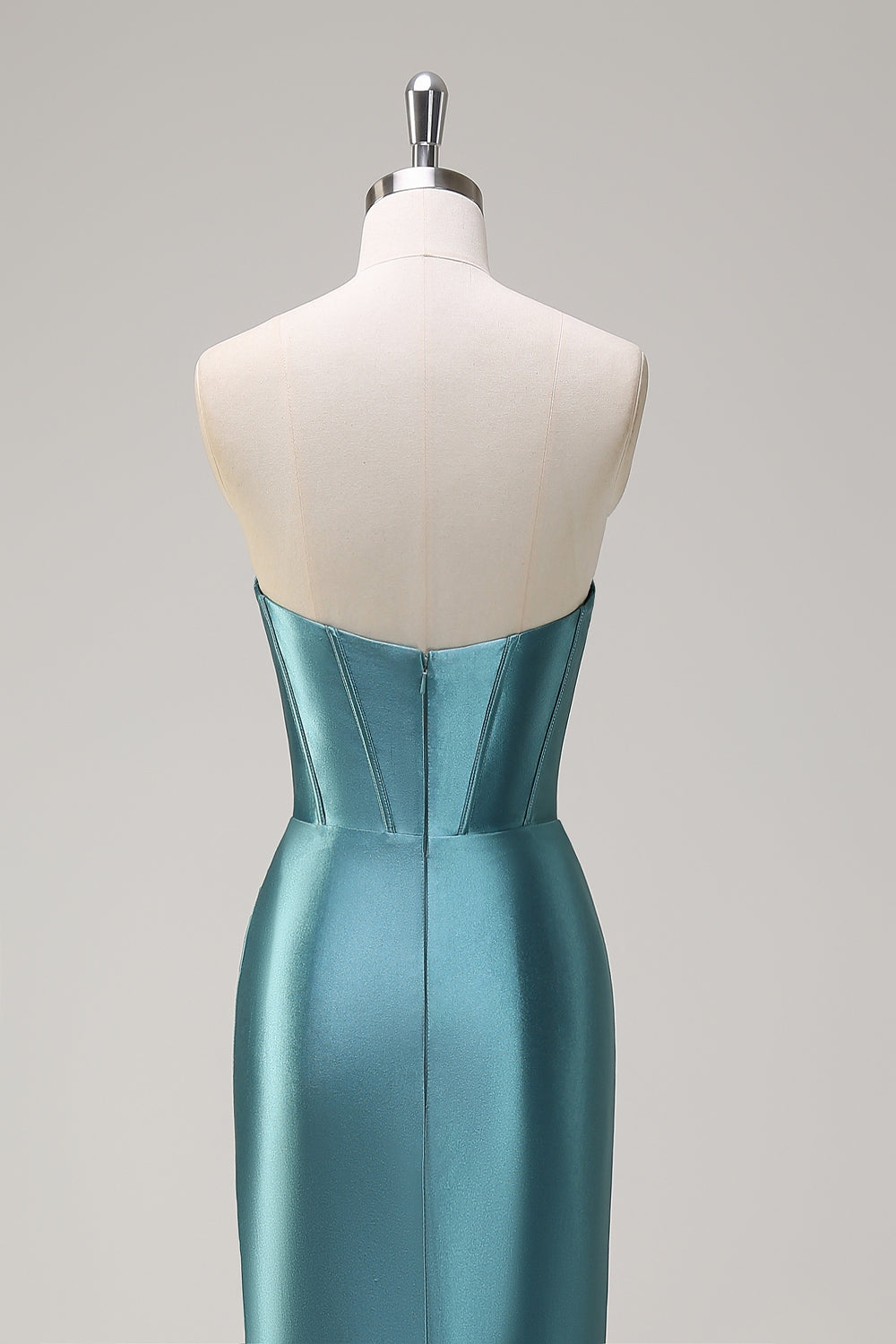 Royal Blue Mermaid corsetto senza spalline paillettes increspato lungo Abito da cerimonia con fessura