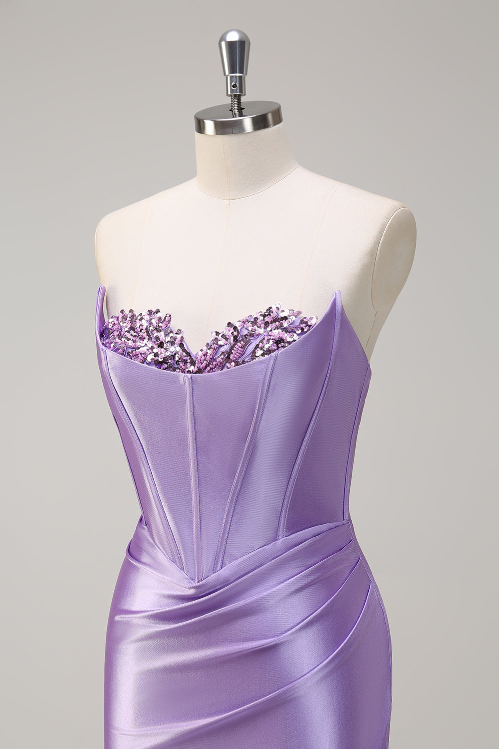 Royal Blue Mermaid corsetto senza spalline paillettes increspato lungo Abito da cerimonia con fessura
