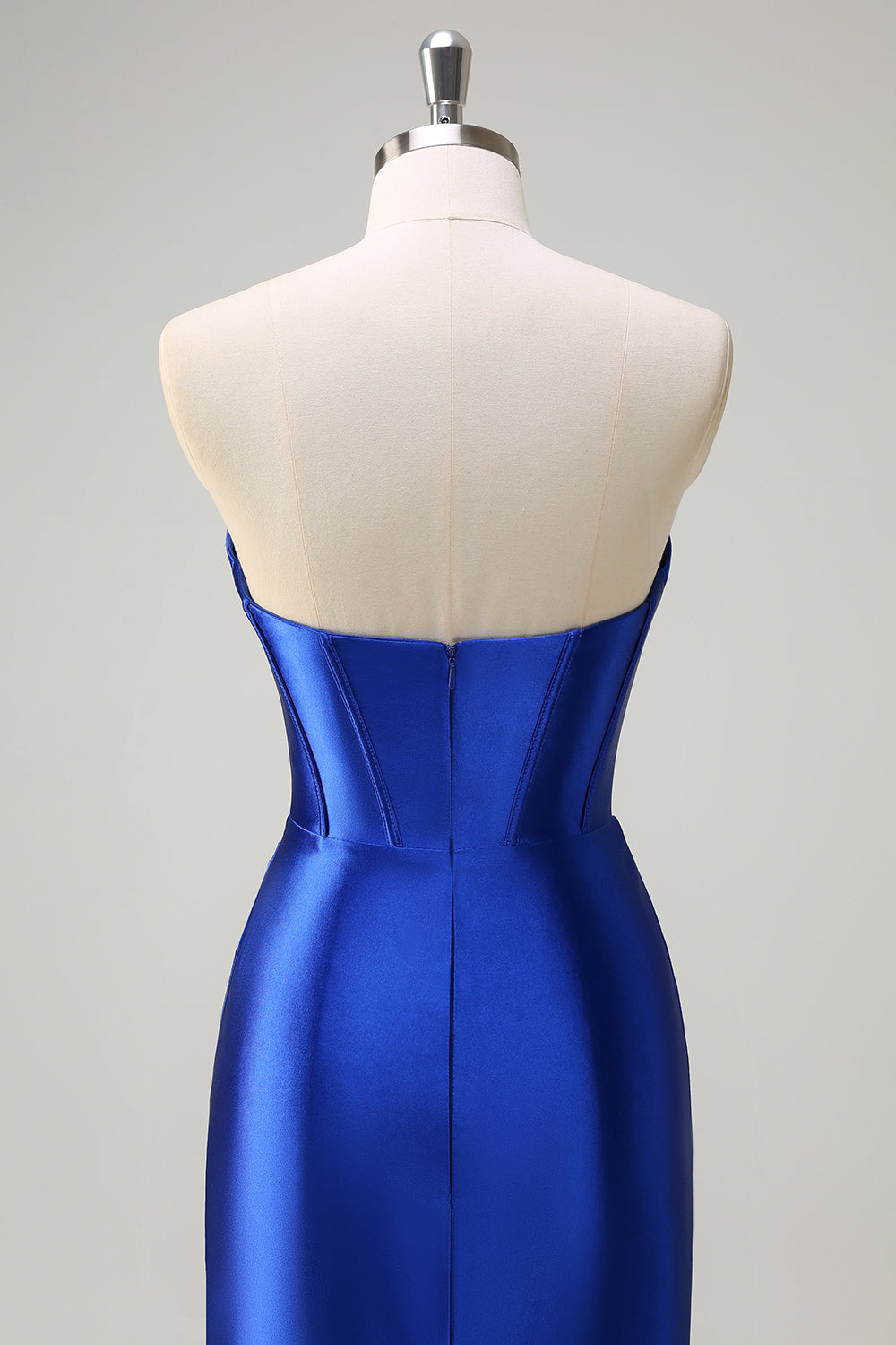Royal Blue Mermaid corsetto senza spalline paillettes increspato lungo Abito da cerimonia con fessura