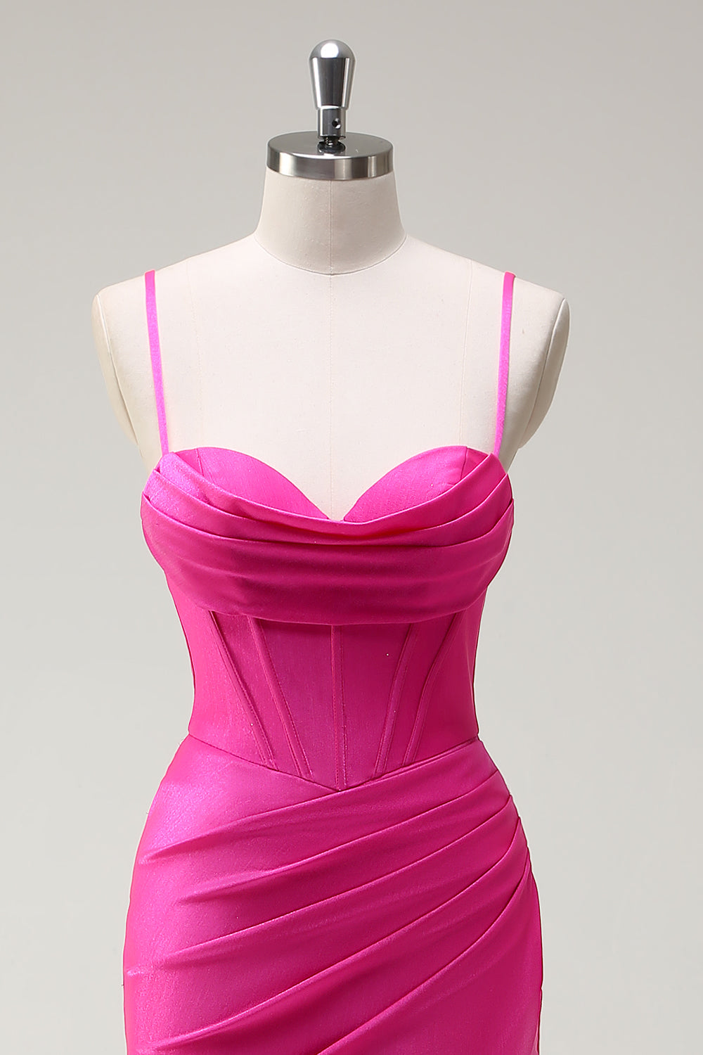 Fucsia Spaghetti Straps Mermaid Abito lungo da cerimonia con fessura