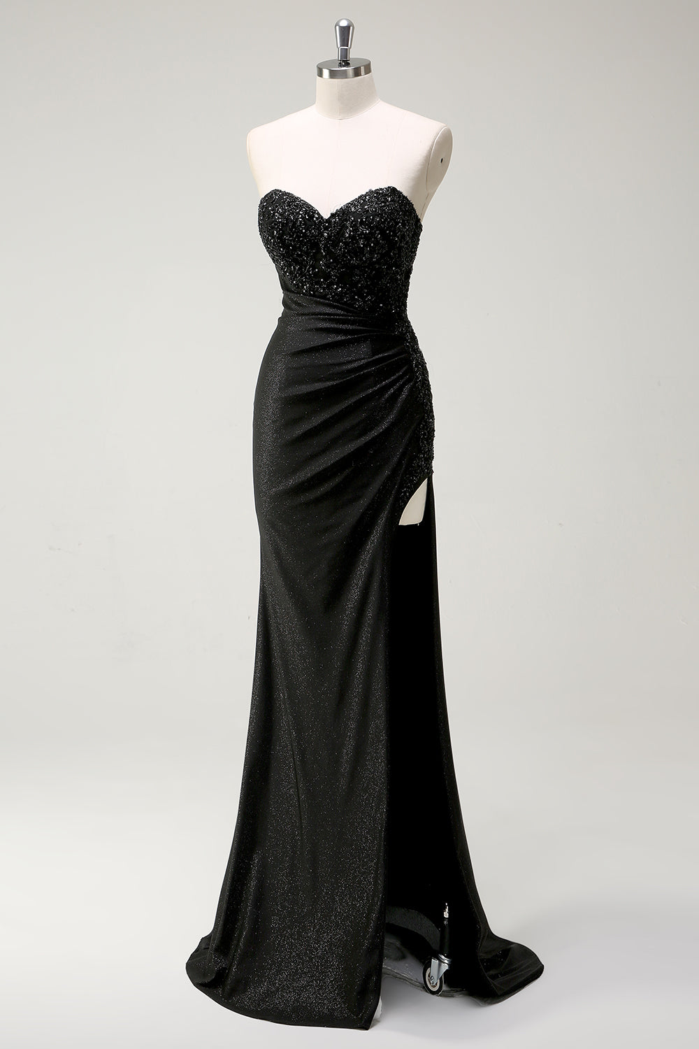 Sparkly Sweetheart nero paillettes abito da cerimonia con fessura