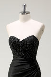 Sparkly Sweetheart nero paillettes abito da cerimonia con fessura