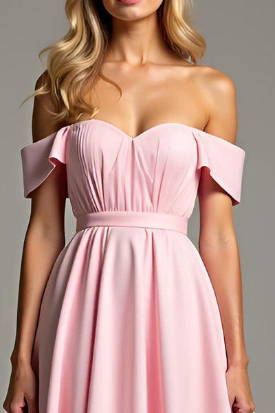 SAMHO Abiti Lunghi Da Damigella D'onore Da Donna Per Matrimonio Con Scollo A V A Line Chiffon Piega Fessura Fessura Prom Abiti Da Sera Formali Con Tasche Corallo 58 120835428
