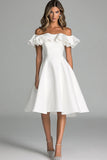 Bianco Off The Shoulder A Line Abito da sposa con volant