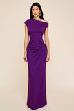 Plum Mermaid increspato monospalla abito lungo formale