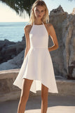 Chiffon A Line Halter Semplice Tubino Bianco