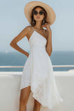 Abito da laurea bianco in pizzo monospalla A Line One Shoulder