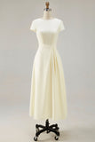 Daffodil A Line Boat Neck Vintage Abito da lavoro lungo in raso