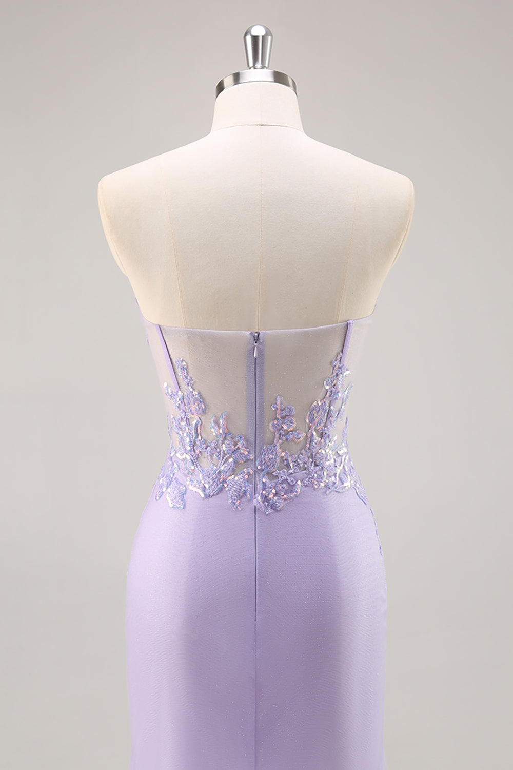 Lilla senza spalline corsetto Abito da Cerimonia con sovrapposizione staccabile