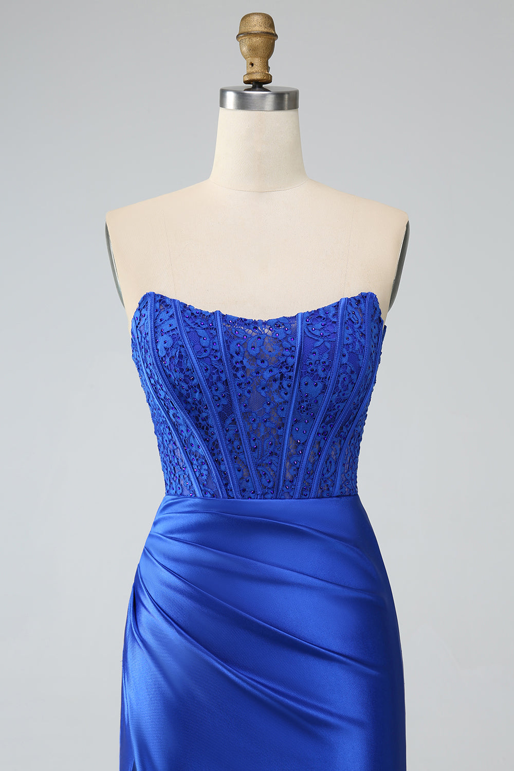 Royal Blue Mermaid senza spalline lungo corsetto Abito Da Cerimonia con fessura