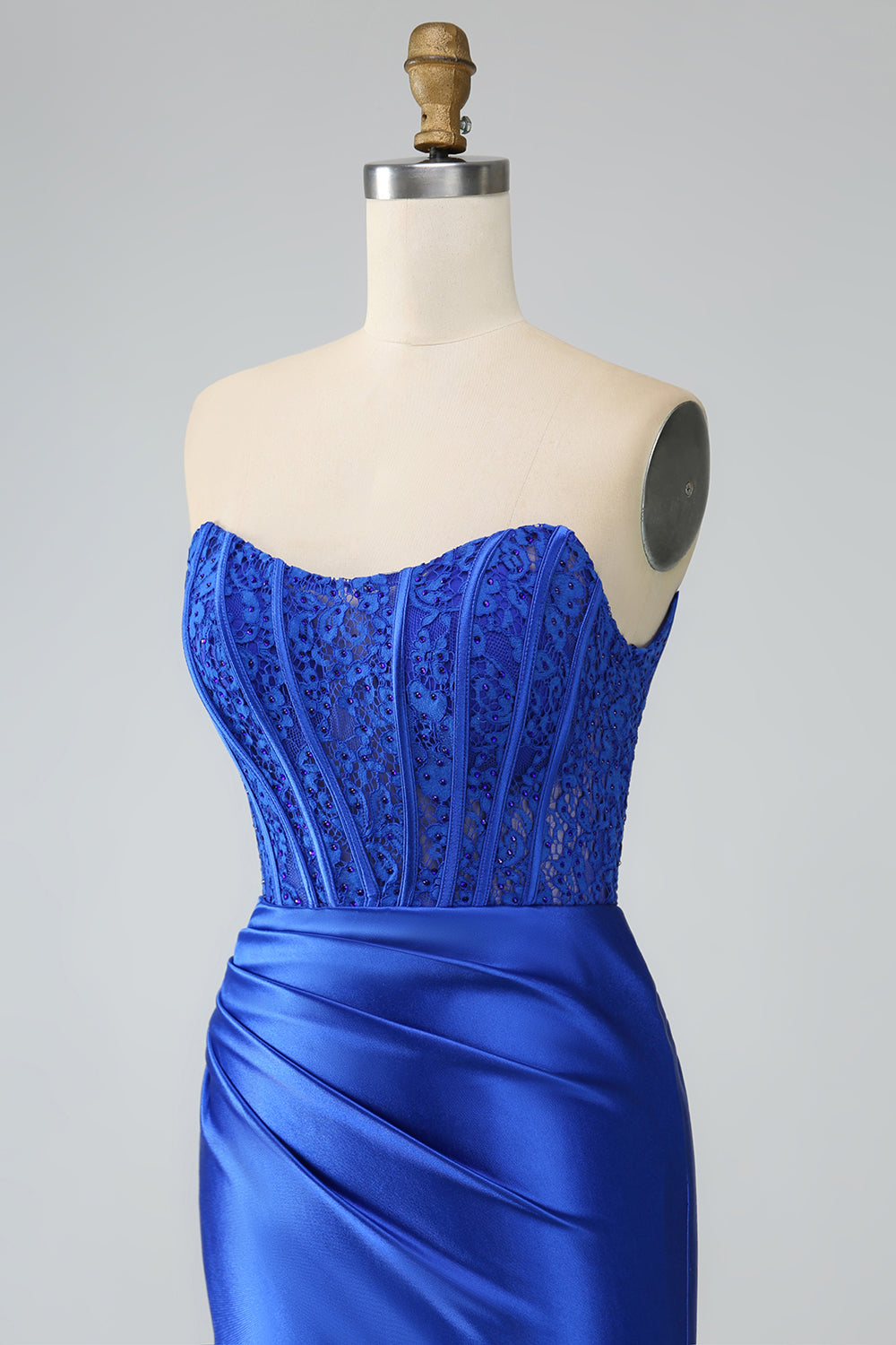 Royal Blue Mermaid senza spalline lungo corsetto Abito Da Cerimonia con fessura