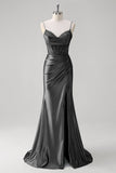 Sirena corsetto verde spaghetti cinghie plissettato Abito da cerimonia