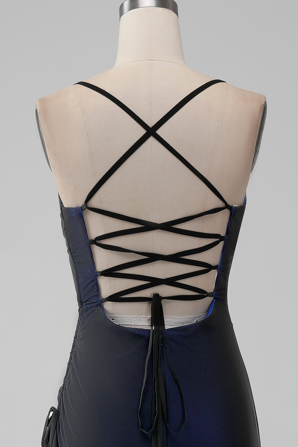 Abito Da Damigella D'onore Con Cinghie Sottili Guaina Rossa Nera Con Elasticità