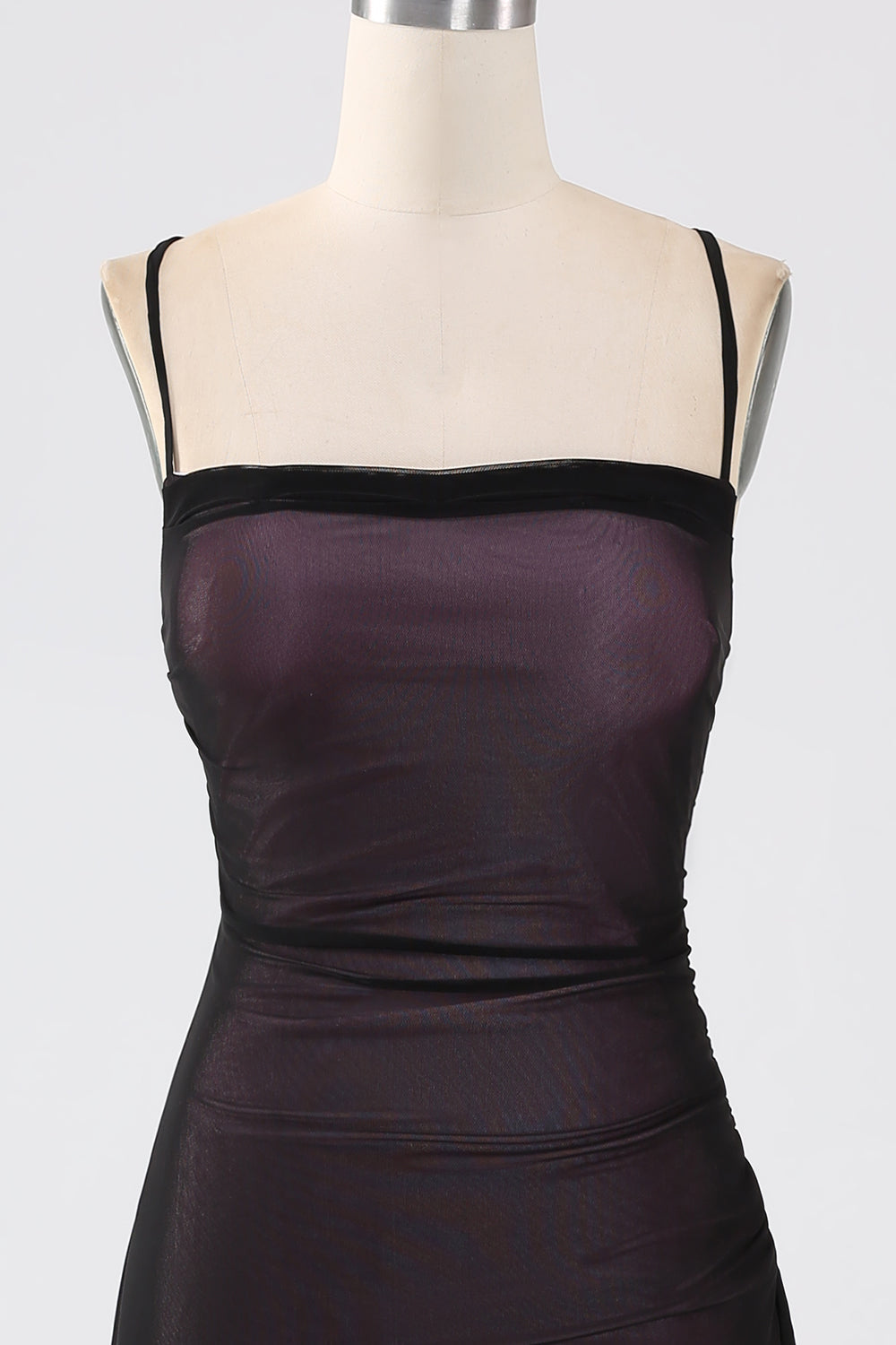 Abito Da Damigella D'onore Con Cinghie Sottili Guaina Rossa Nera Con Elasticità