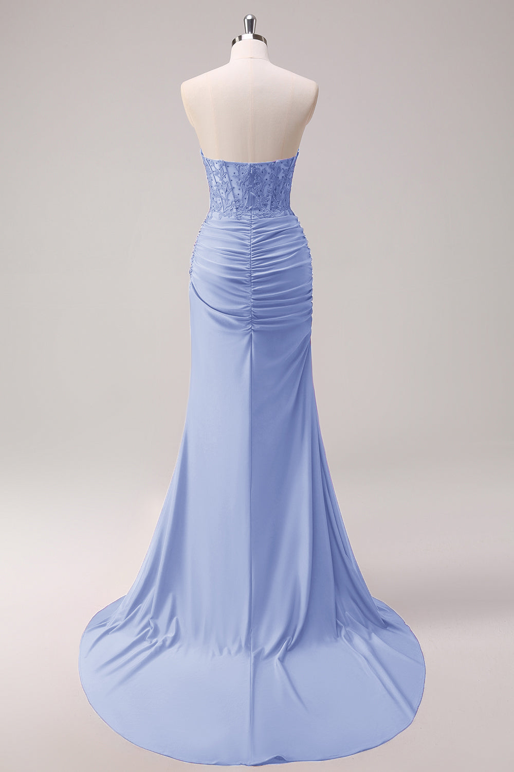 Corsetto fucsia sirena senza spalline increspato corsetto lungo abito da ballo con fessura