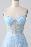 Scintillante Blush A Line Spalline sottili Paillettes Corsetto Abito da ballo Con Fessura