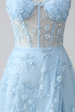 Scintillante Blush A Line Spalline sottili Paillettes Corsetto Abito da ballo Con Fessura