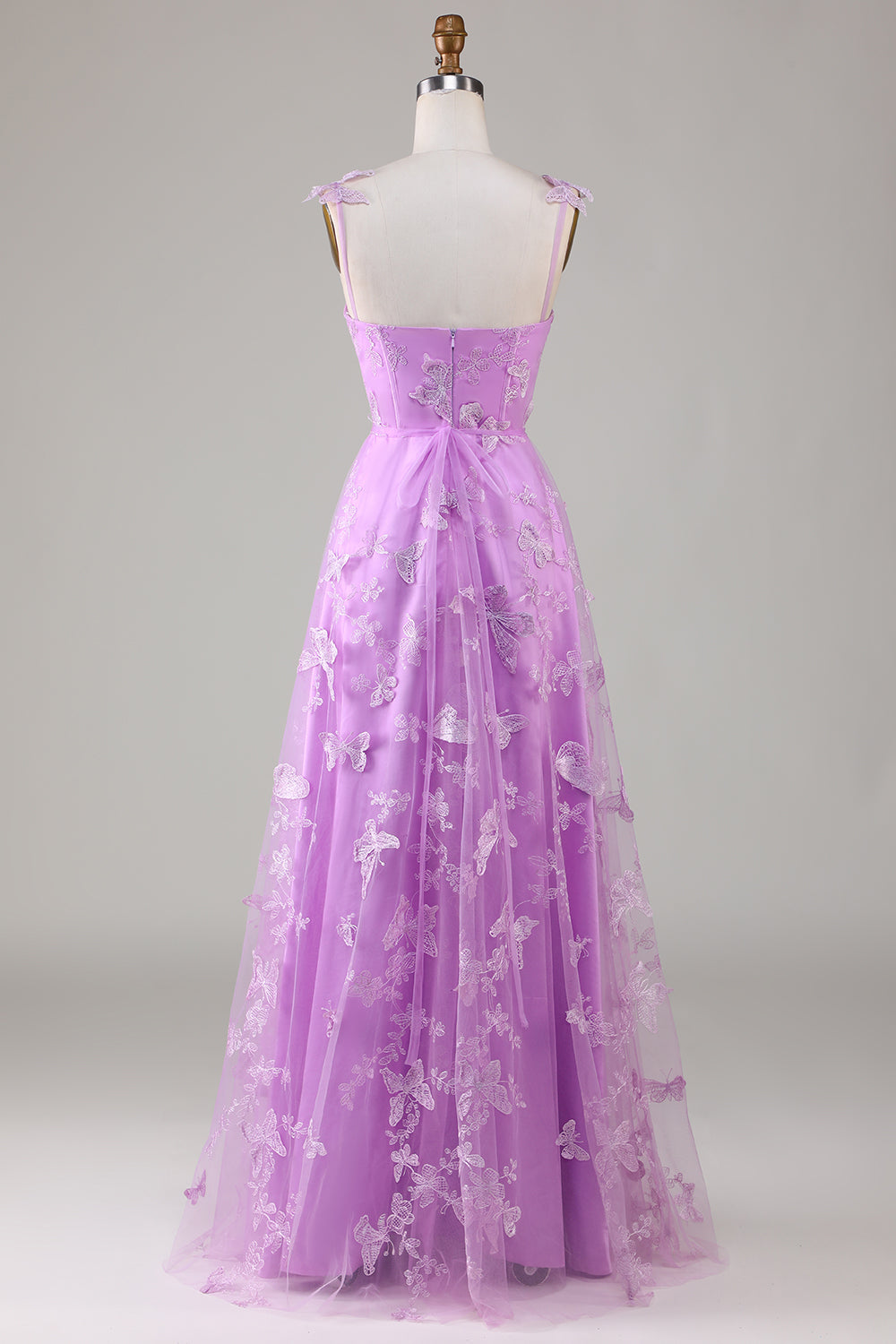Abiti linea A verde corsetto lungo abito da ballo di tulle con farfalle 3D