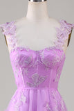 Abiti linea A verde corsetto lungo abito da ballo di tulle con farfalle 3D