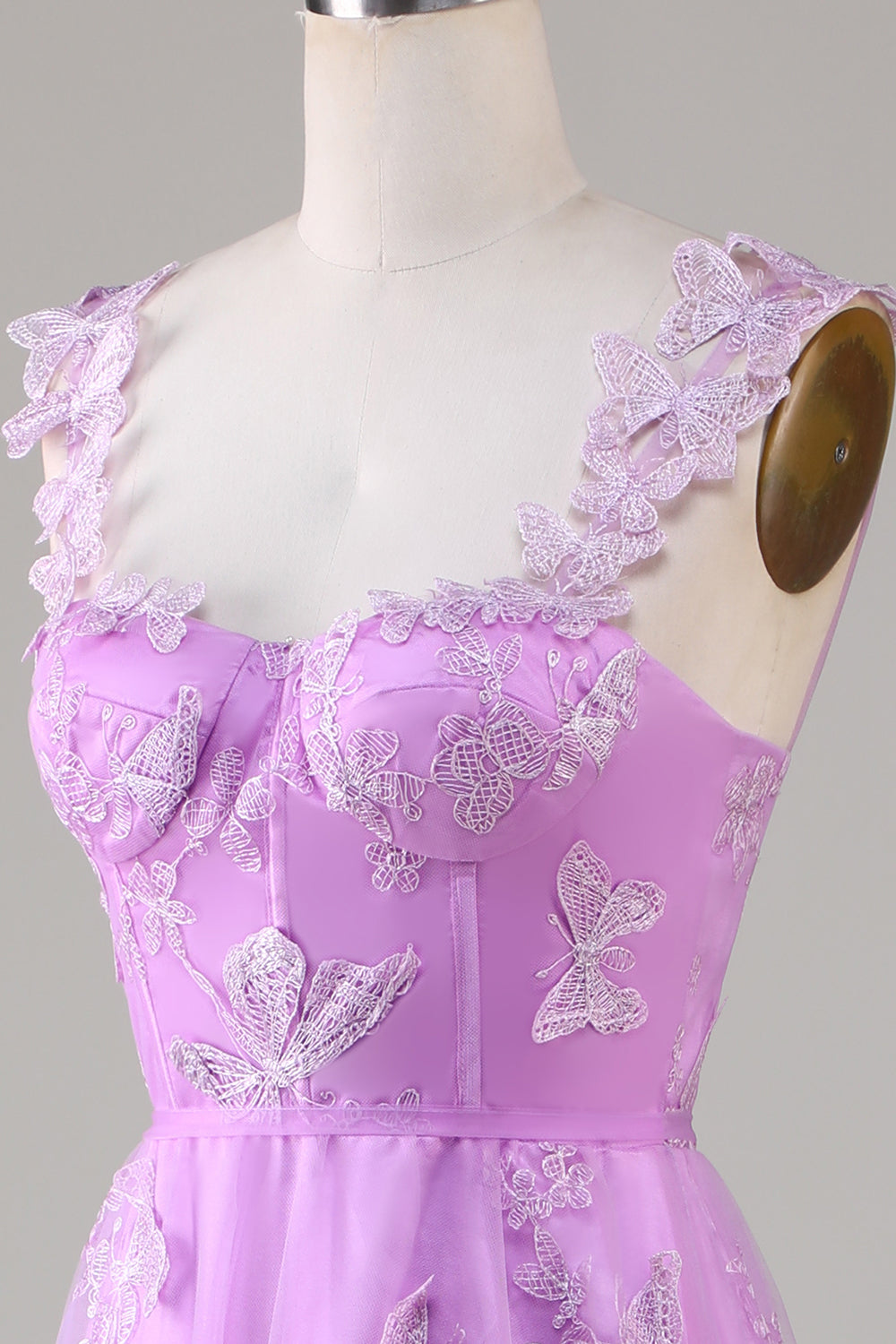 Abiti linea A verde corsetto lungo abito da ballo di tulle con farfalle 3D
