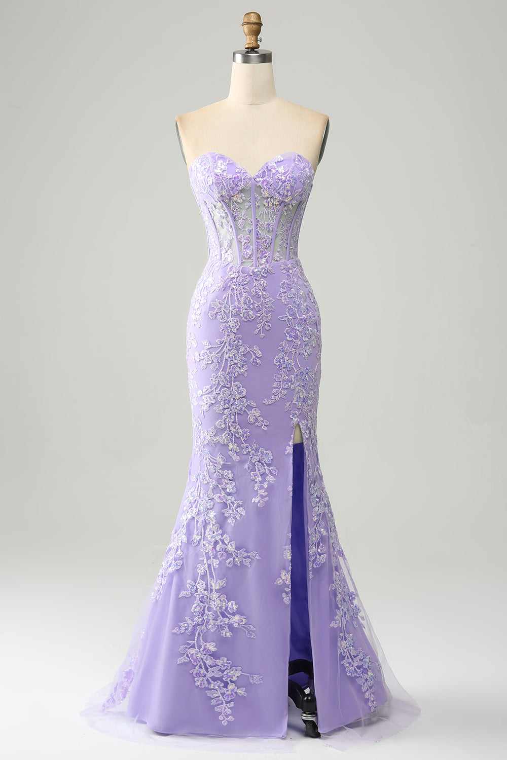 Elegante sirena Sweetheart abito da ballo corsetto azzurro con appliques