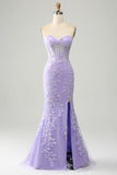 Elegante sirena Sweetheart abito da ballo corsetto azzurro con appliques