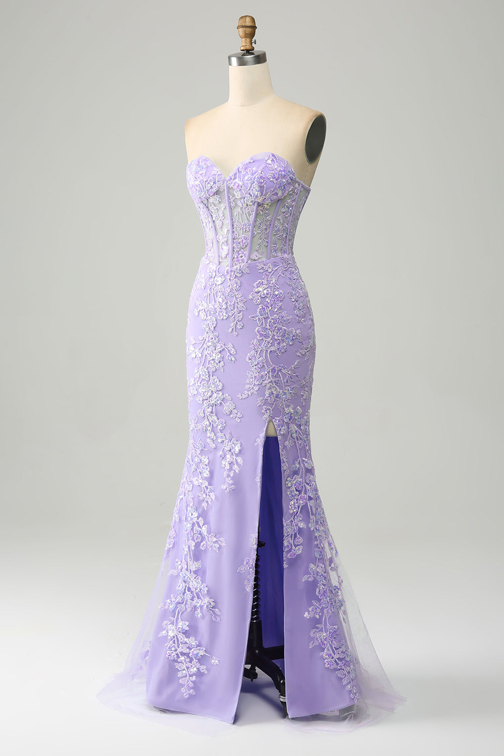 Elegante sirena Sweetheart abito da ballo corsetto azzurro con appliques