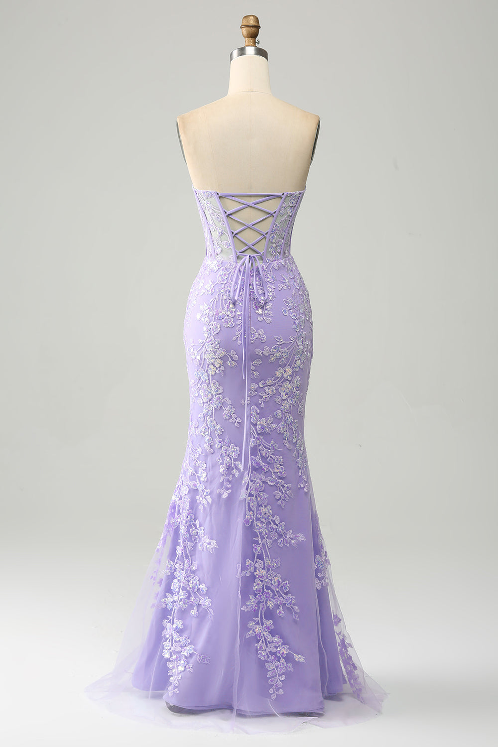 Elegante sirena Sweetheart abito da ballo corsetto azzurro con appliques