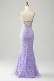 Elegante sirena Sweetheart abito da ballo corsetto azzurro con appliques