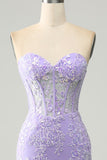 Elegante sirena Sweetheart abito da ballo corsetto azzurro con appliques