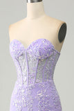 Lilla sirena Sweetheart Corsetto Appliques Prom Dress con fessura laterale
