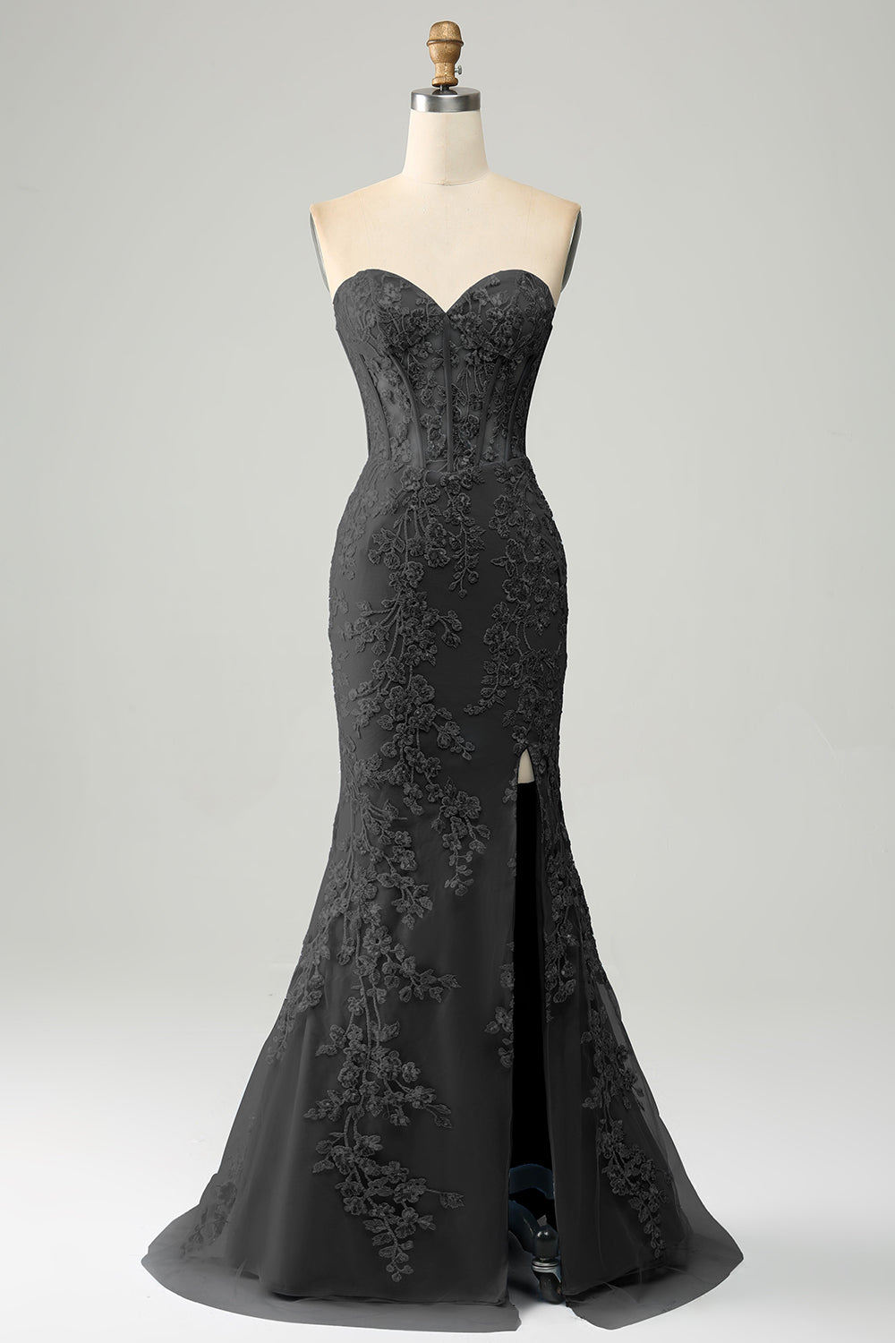 Elegante sirena Sweetheart abito da ballo corsetto azzurro con appliques