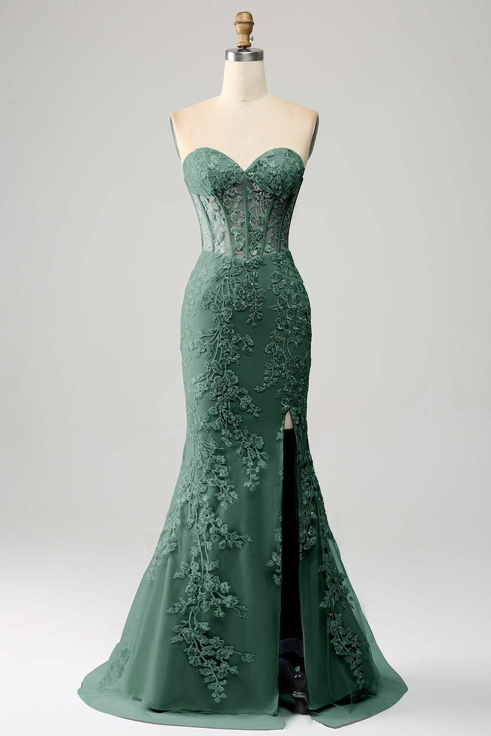 Elegante sirena Sweetheart abito da ballo corsetto azzurro con appliques
