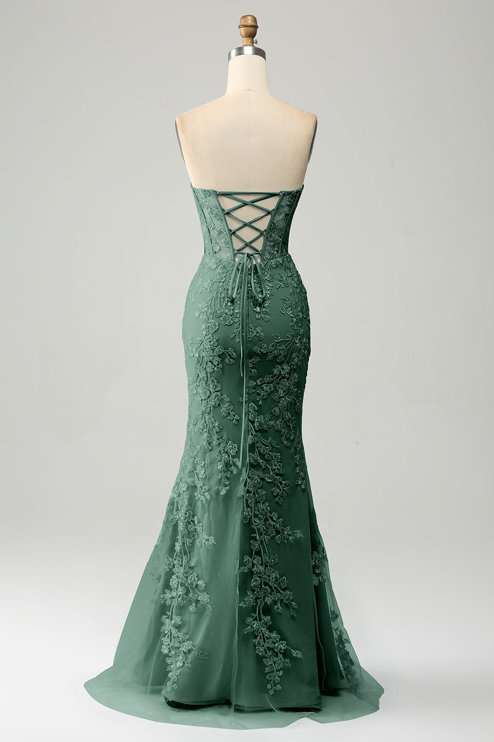 Elegante sirena Sweetheart abito da ballo corsetto azzurro con appliques