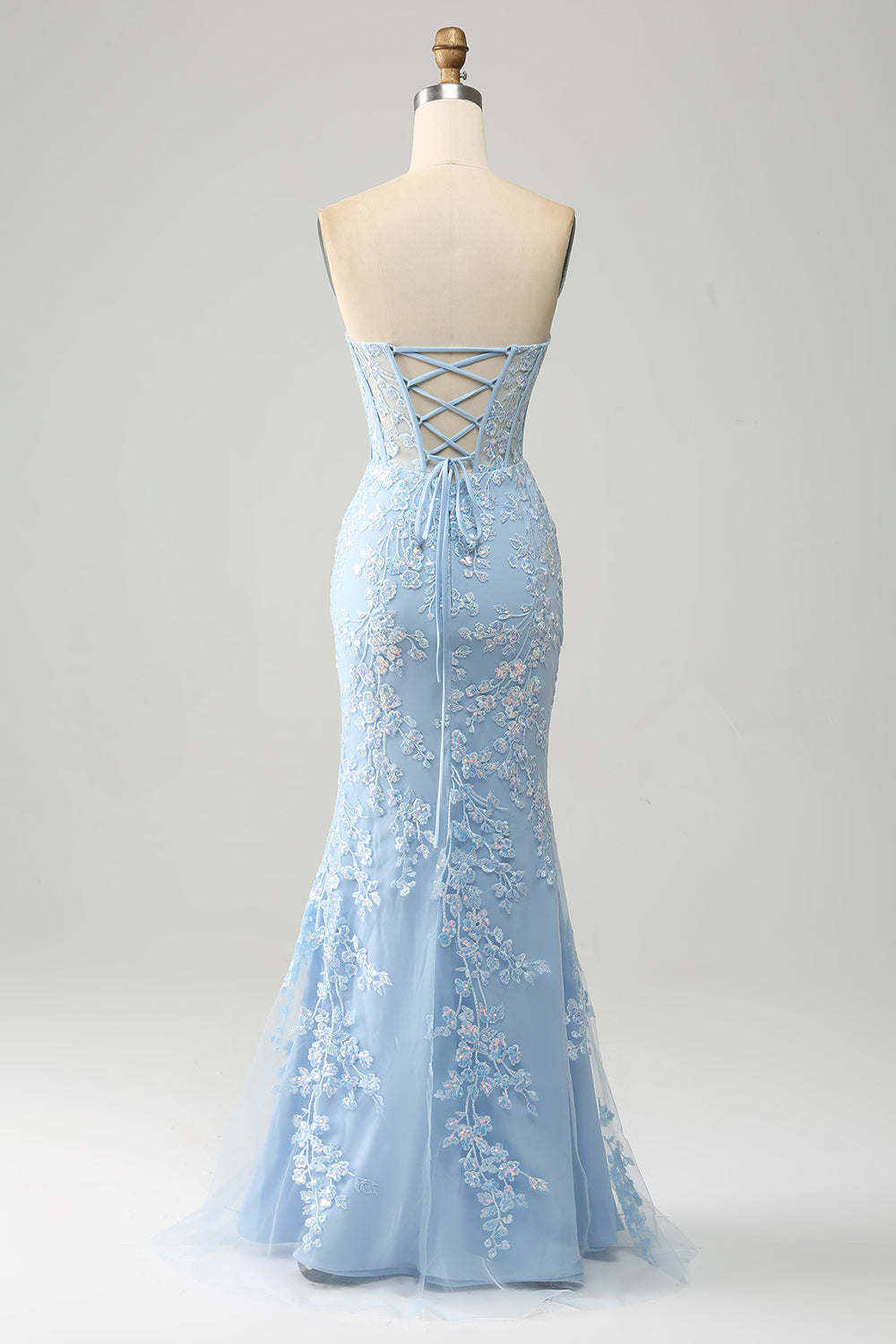 Lilla sirena Sweetheart Corsetto Appliques Prom Dress con fessura laterale