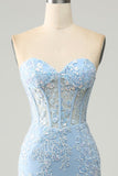 Lilla sirena Sweetheart Corsetto Appliques Prom Dress con fessura laterale