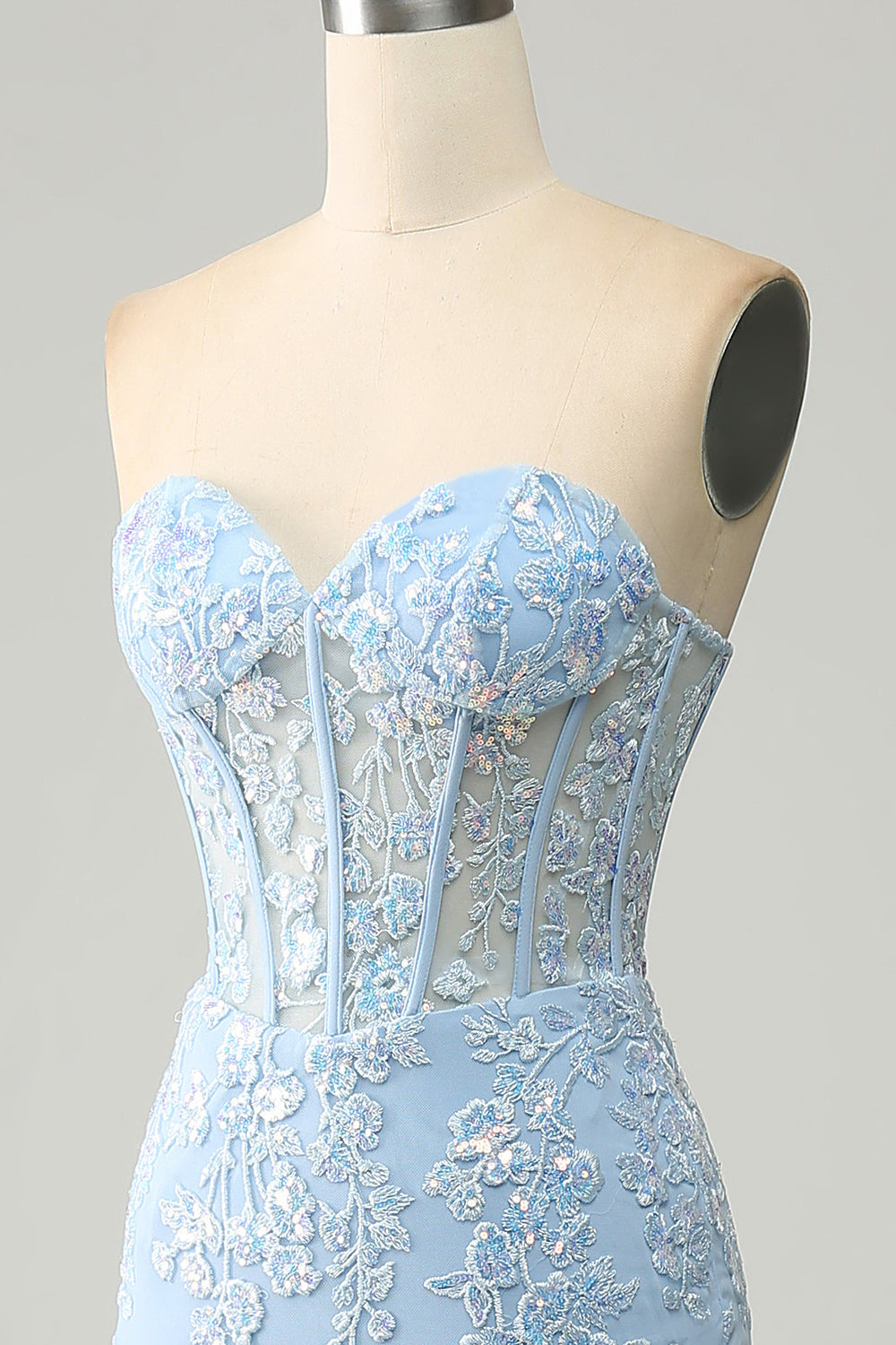 Lilla sirena Sweetheart Corsetto Appliques Prom Dress con fessura laterale