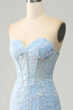 Lilla sirena Sweetheart Corsetto Appliques Prom Dress con fessura laterale