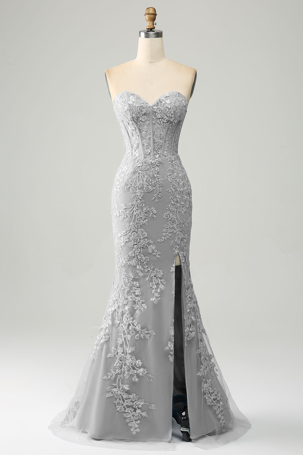 Elegante sirena Sweetheart abito da ballo corsetto azzurro con appliques