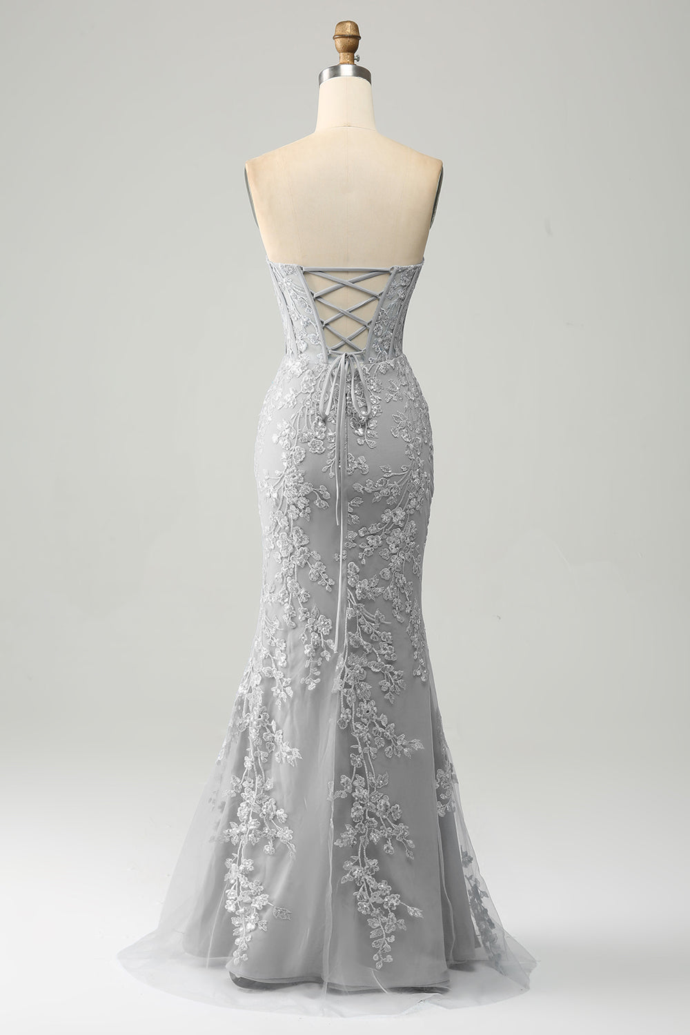 Elegante sirena Sweetheart abito da ballo corsetto azzurro con appliques